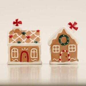 Mini Gingerbread Salt and Pepper Shakers Kitchen Christmas Holiday Decor